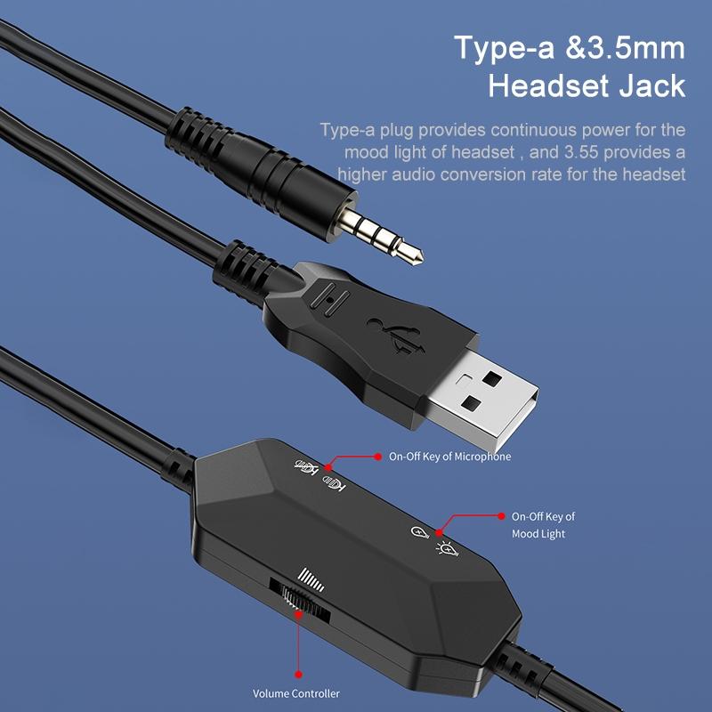 Adjustable E-Sports Gaming Headset With Mic Black