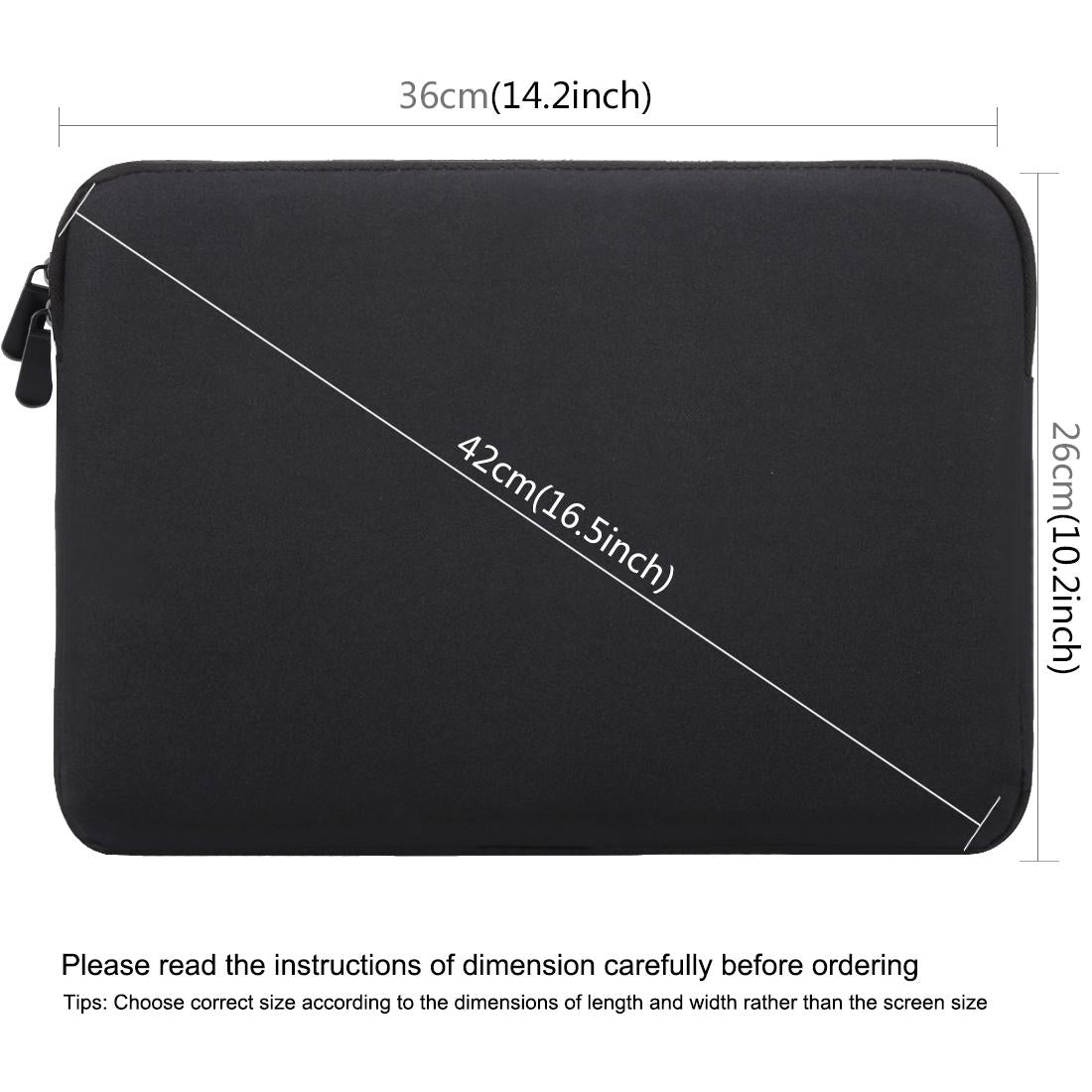 15 Inch Laptop Sleeve Case with Zipper for Macbook Samsung Sony Dell Alienware Chuwi Asus Hp - Black