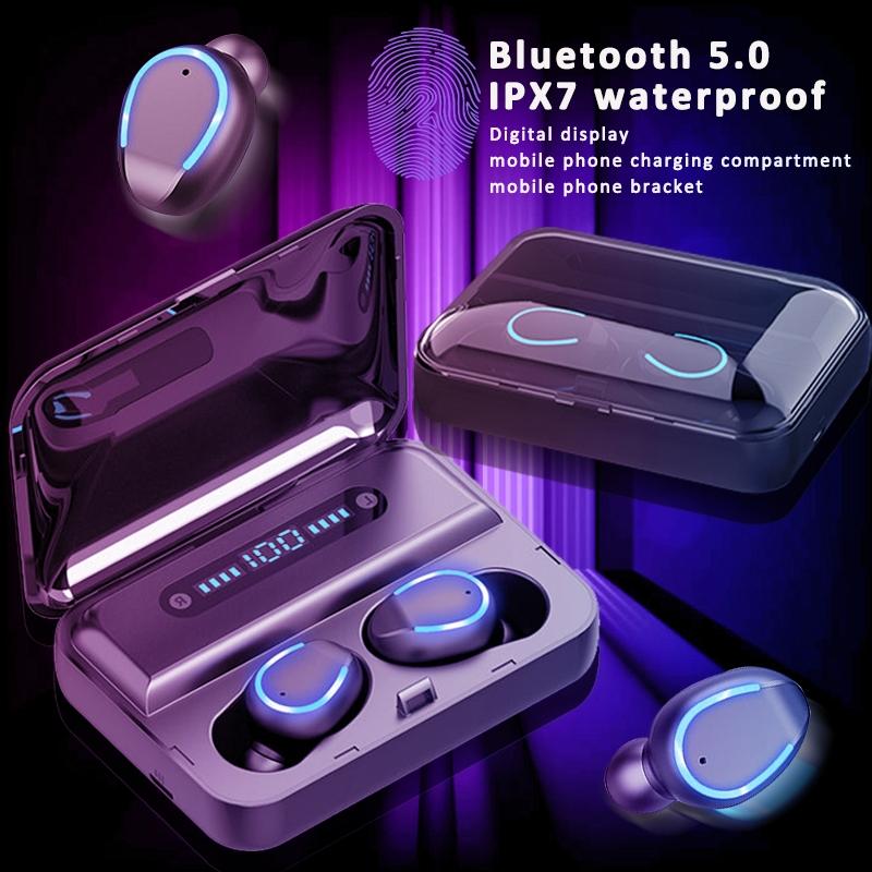 Intelligent Noise Cancelling Bluetooth Earphones with Touch Control and Charging Box - Black