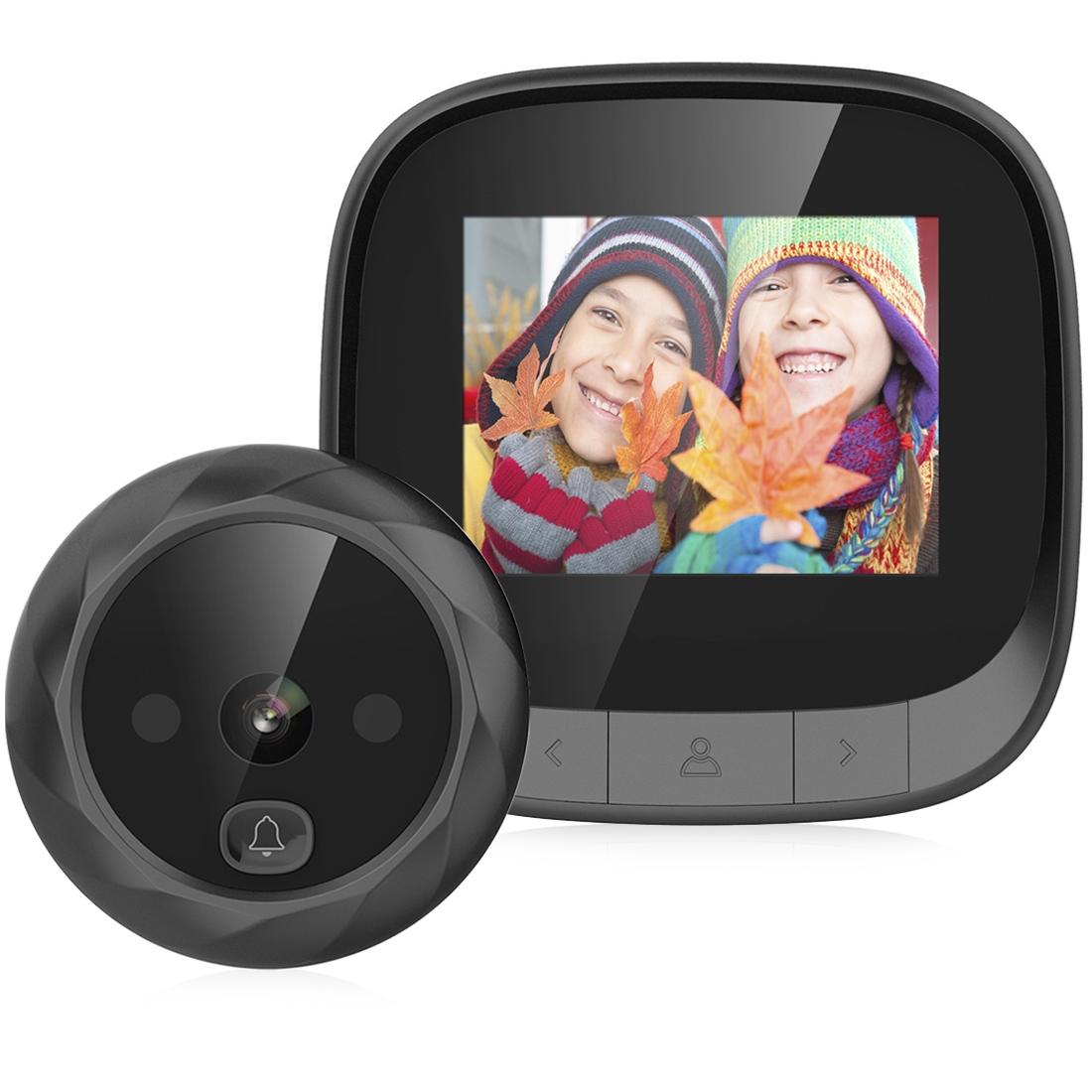2.4 Tft Screen Digital Door Viewer With Infrared Night Vision &amp; Wide Angle - Black