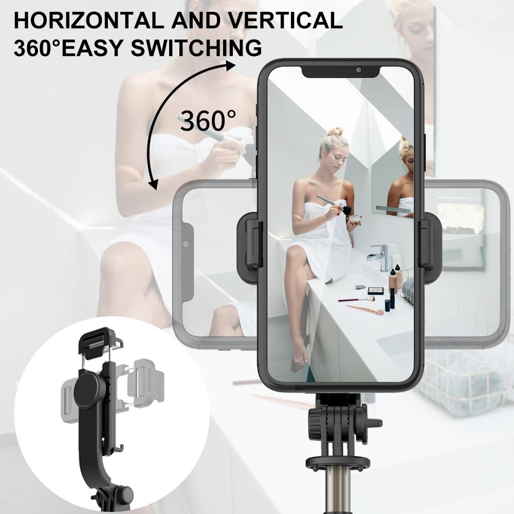 Bluetooth Remote Selfie Stick with Tripod and Phone Holder - Black