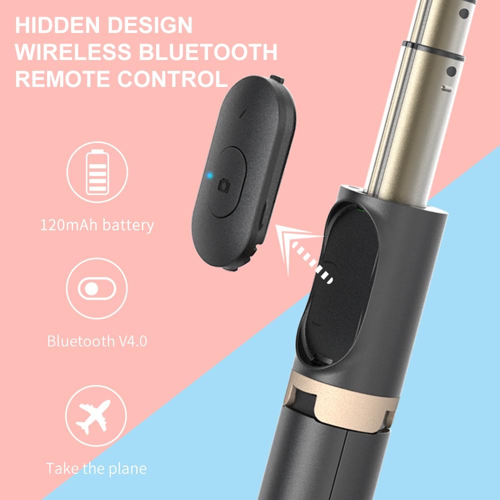 Bluetooth Remote Selfie Stick with Tripod and Phone Holder - Black