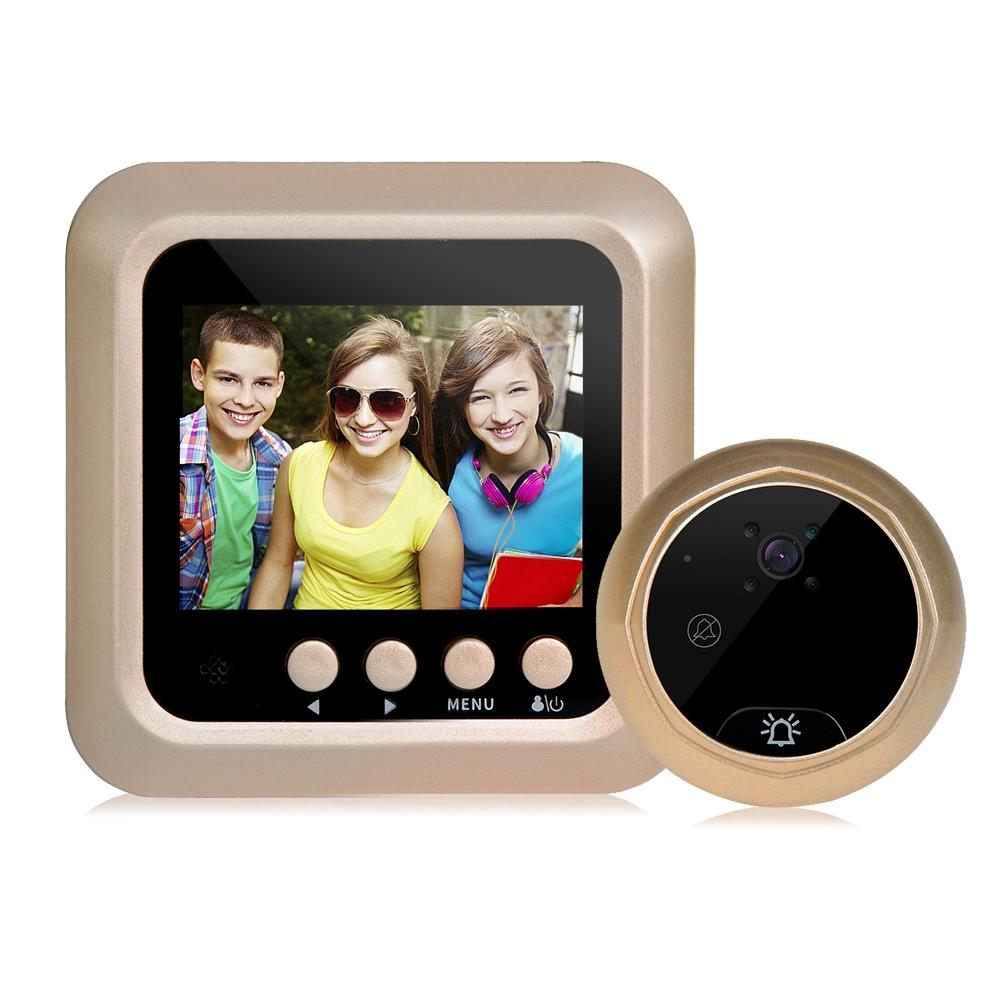 2.4 Screen 2.0Mp Security Camera With Night Vision And Video Recording - No Disturb Peephole Viewer - Black