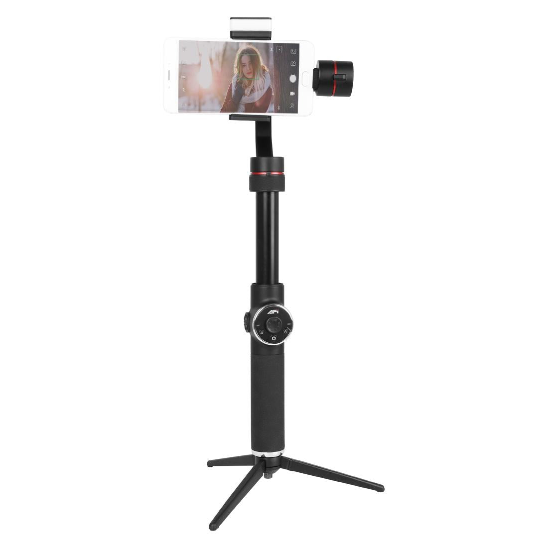 3-axis Gimbal Stabilizer with Tripod Mount & Fill Light for Smartphones - Black