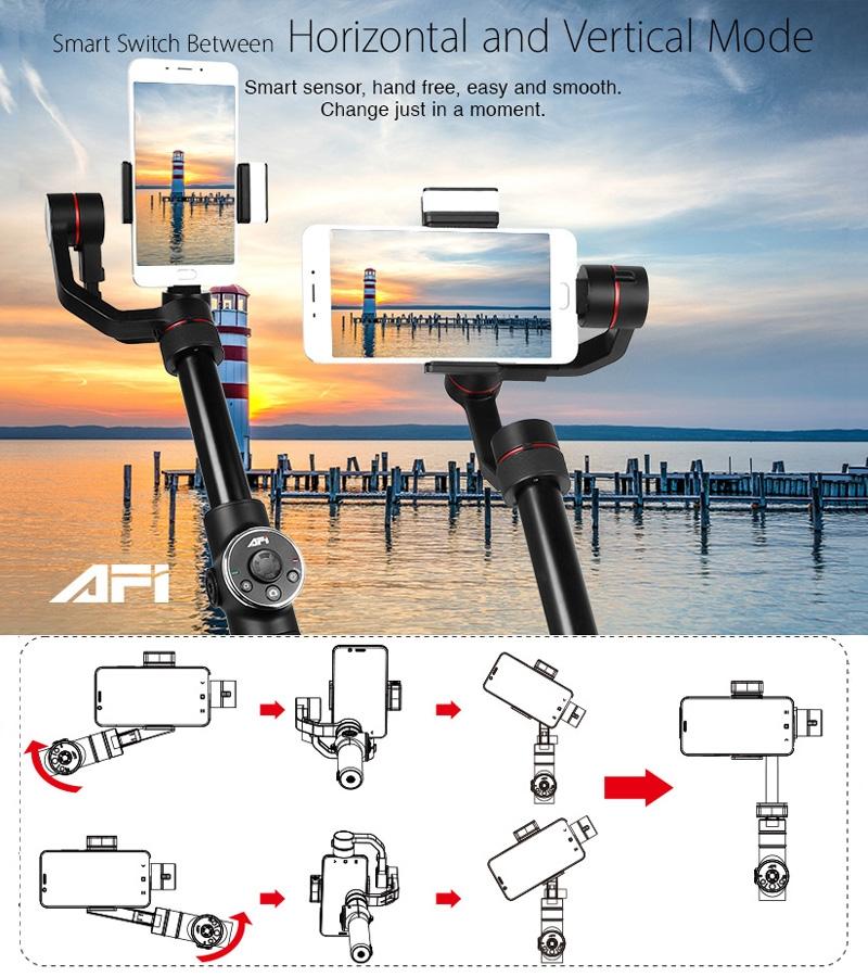 3-axis Gimbal Stabilizer with Tripod Mount & Fill Light for Smartphones - Black