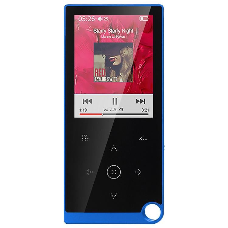 2.4 Inch Touch Mp4 / Mp3 Player 16Gb Memory Bluetooth E Book Alarm Timer - Blue