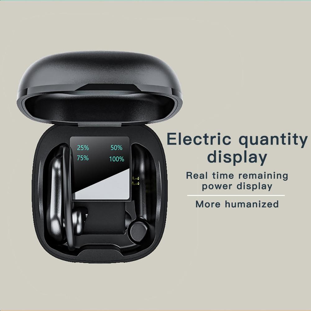 Wireless Bluetooth Earphones with Charging Box and Digital Display - 258 - Black