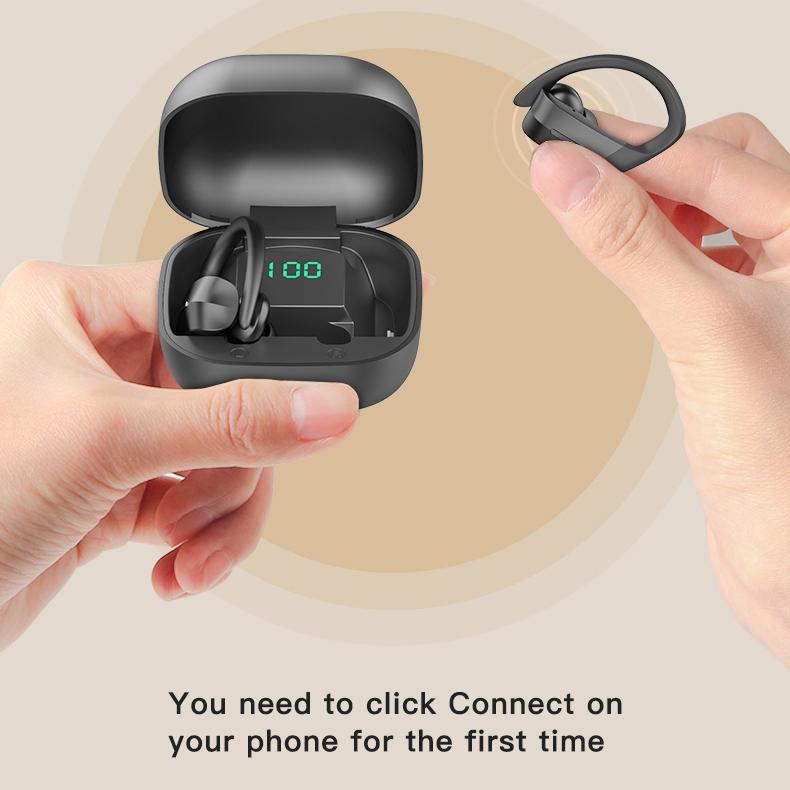 Wireless Bluetooth Earphones with Charging Box and Digital Display - 258 - Black