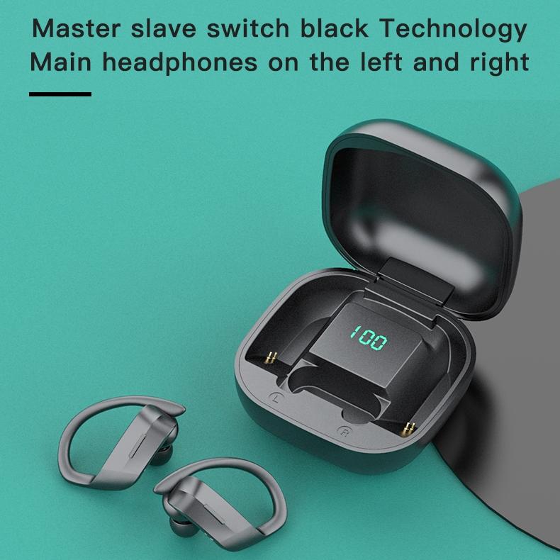 Wireless Bluetooth Earphones with Charging Box and Digital Display - 258 - Black