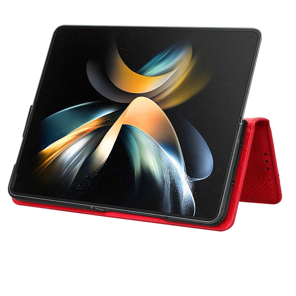 For Samsung Galaxy Z Fold4 5G Vintage Leather Phone Case With Magnetic Buckle - Red