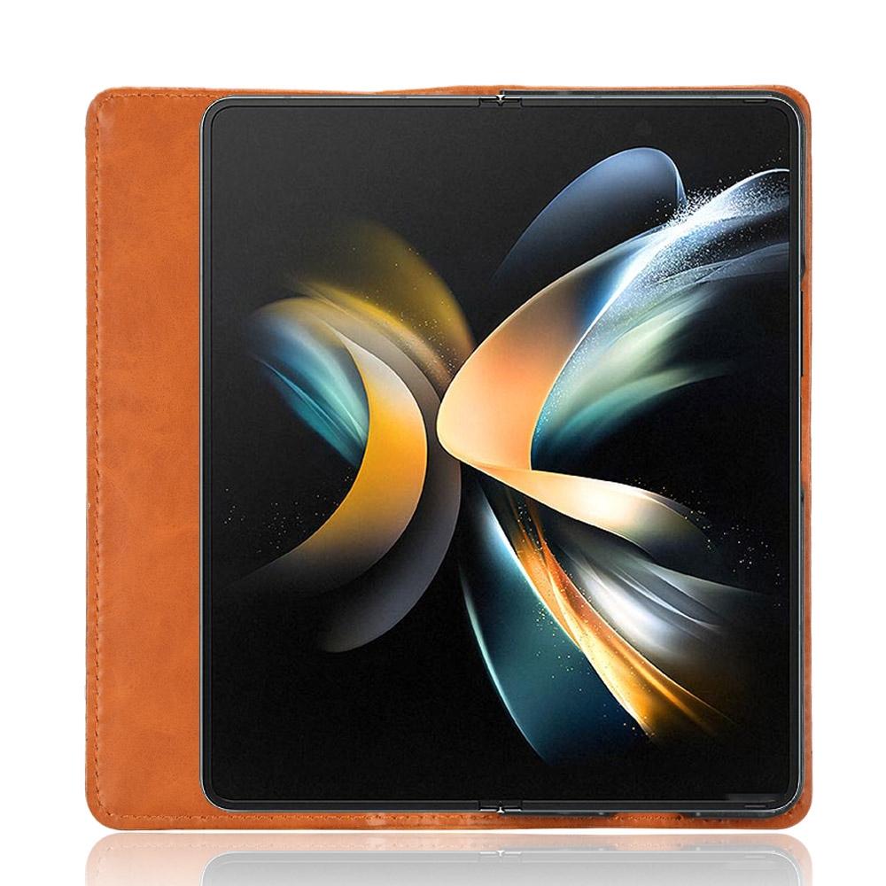 For Samsung Galaxy Z Fold4 5G Vintage Leather Phone Case With Magnetic Buckle - Red