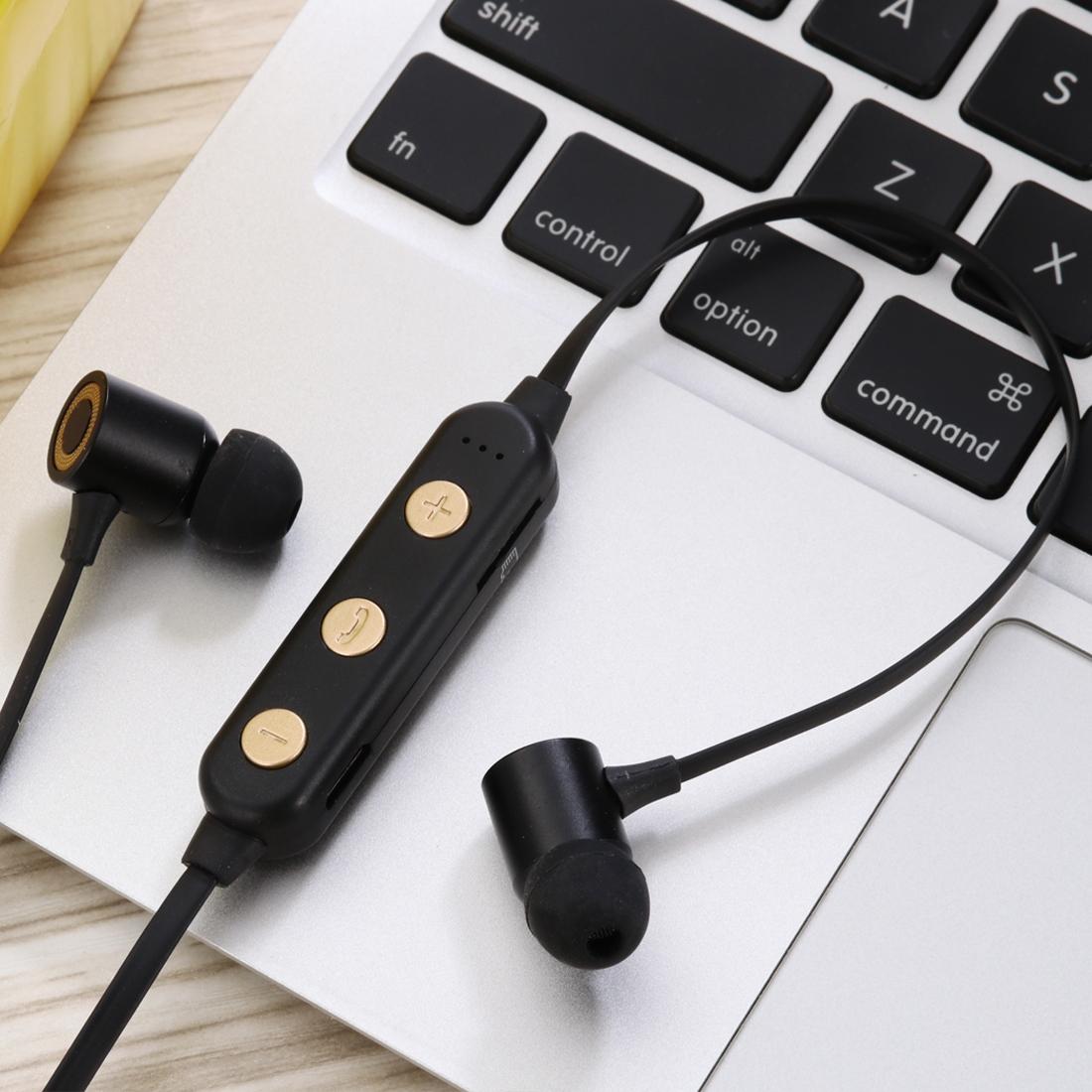 Wireless Magnetic Headphones with Tf Card Support - Portable - Black