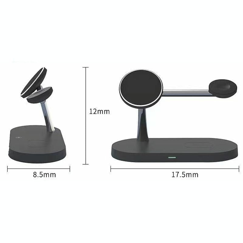 15W 5 In 1 Magnetic Wireless Charger For Iphone 12 & Apple Watch & Airpods - Black