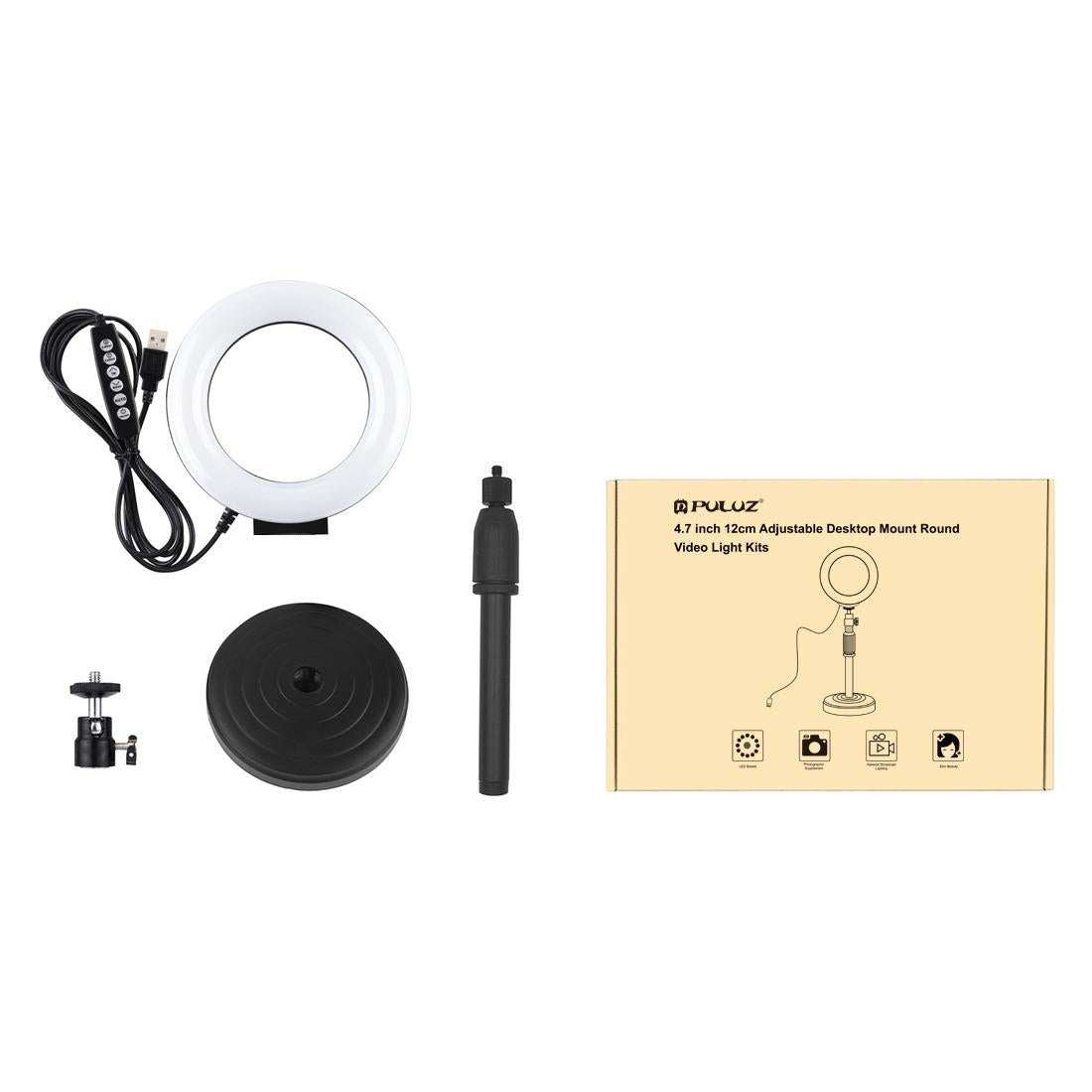 Curved Surface Ring Light with Usb 10 Modes 8 Colour Rgbw Cold Shoe Tripod Black