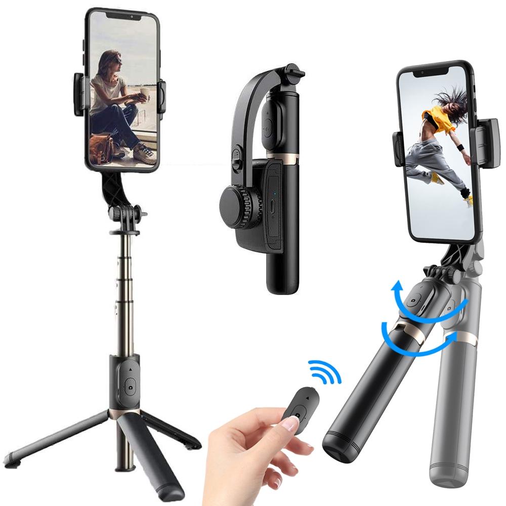 Bluetooth Gimbal Stabilizer with Remote and Tripod - Black