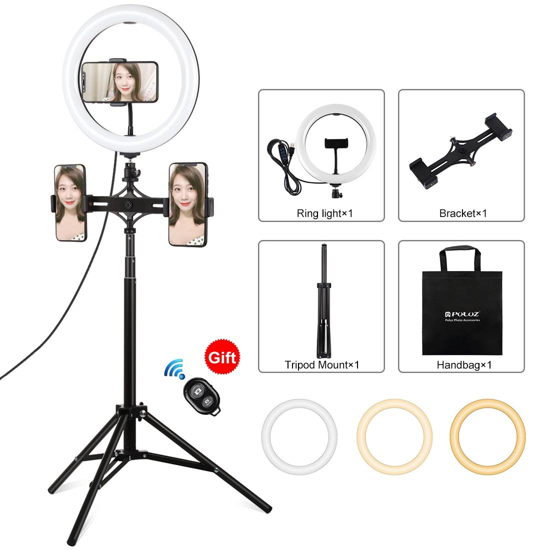 10.2 Dual Phone Tripod with Usb Ring Light & Remote