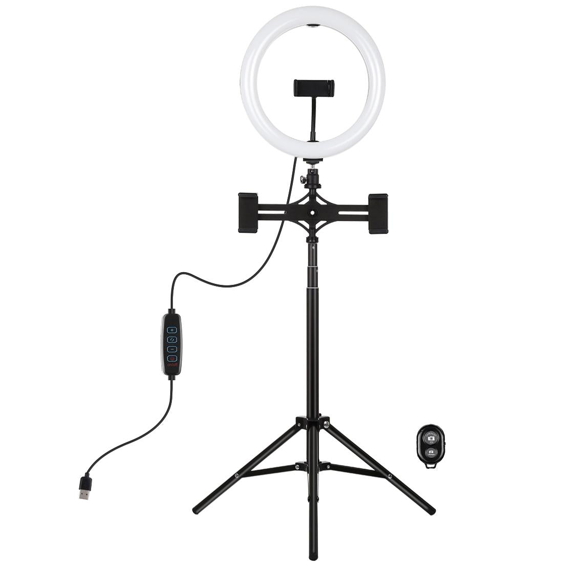 10.2 Dual Phone Tripod with Usb Ring Light & Remote