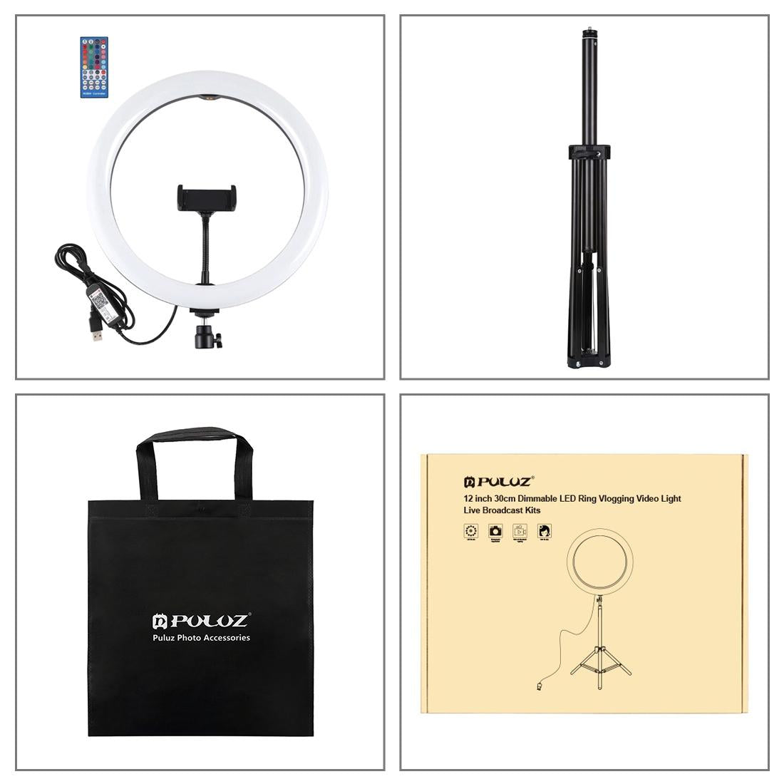 11.8 Rgbw Led Ring Light Kit with Mount & Remote