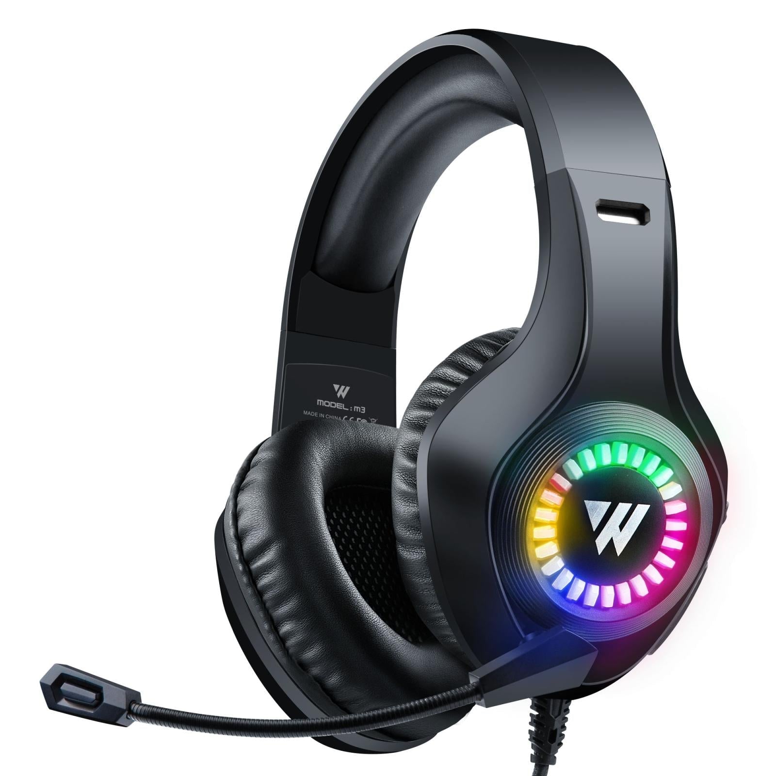 Adjustable Rgb Gaming Headset With Mic Black