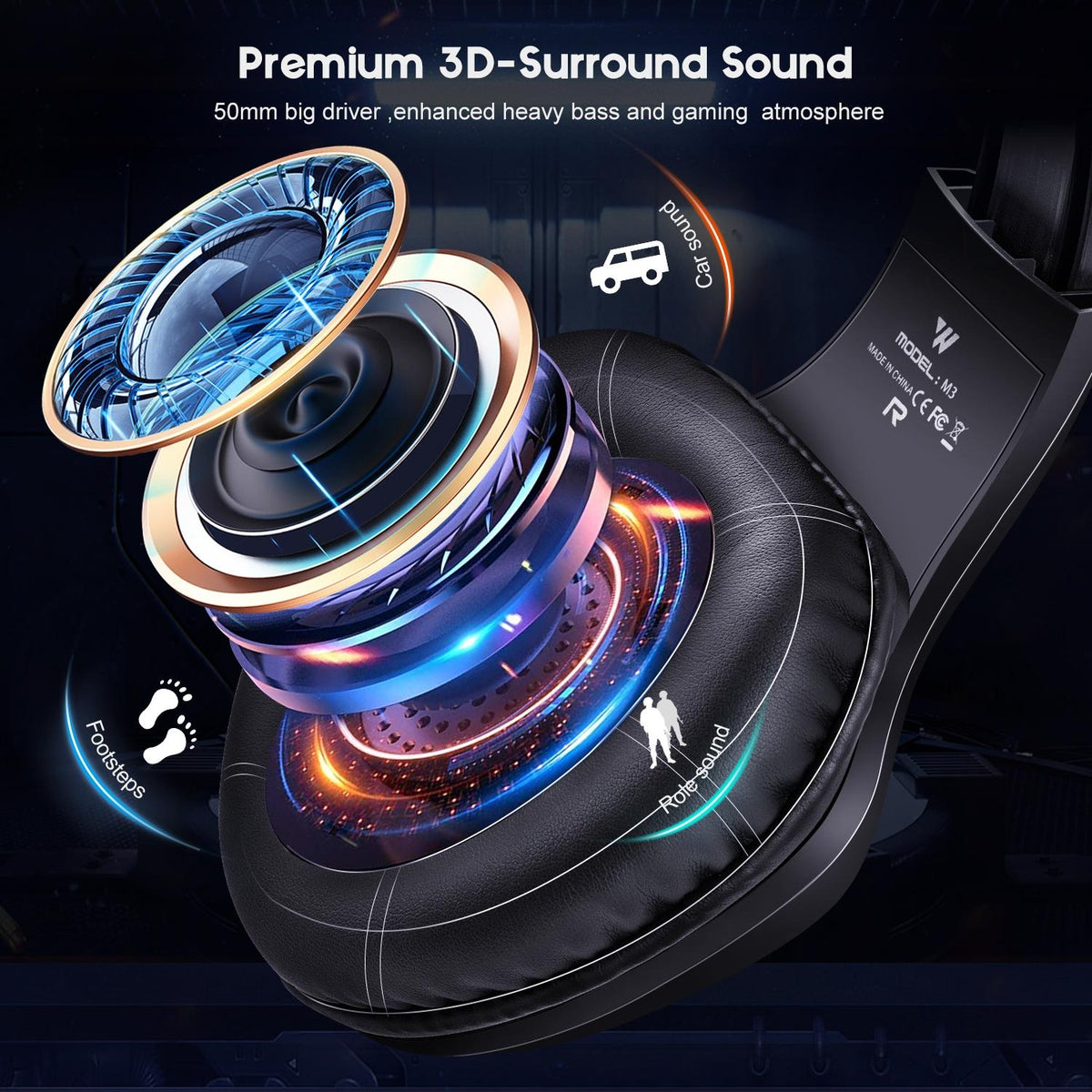 Adjustable Rgb Gaming Headset With Mic Black