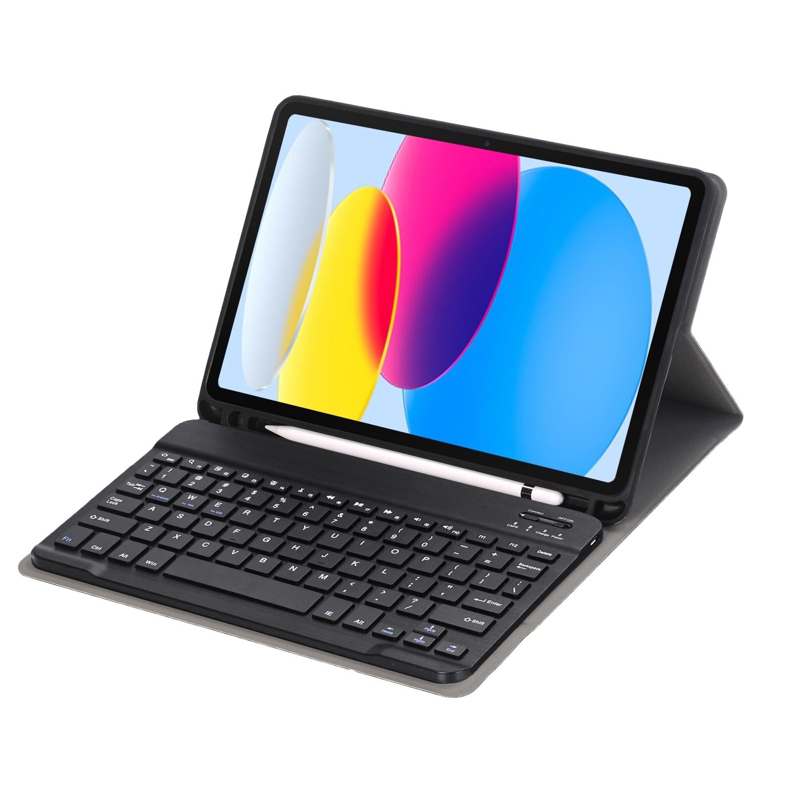 Ultra-Thin Bluetooth Keyboard Leather Tablet Case For Ipad 10.9 2022 With Pen Slot - Black