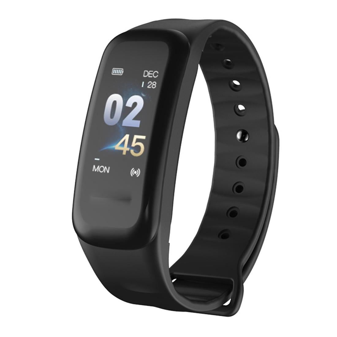 Bluetooth Fitness Tracker With Heart Rate & Sleep Monitor - Waterproof - Black