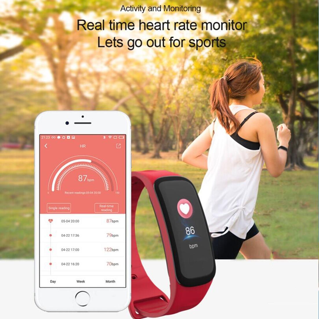Bluetooth Fitness Tracker With Heart Rate & Sleep Monitor - Waterproof - Black