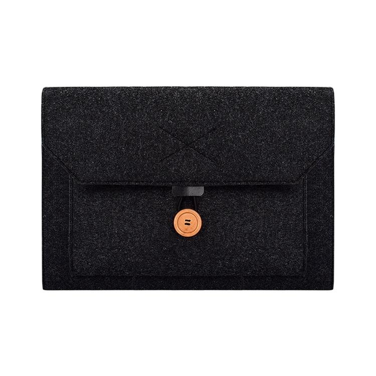 Versatile Felt Laptop Inner Bag with Button Closure - Black