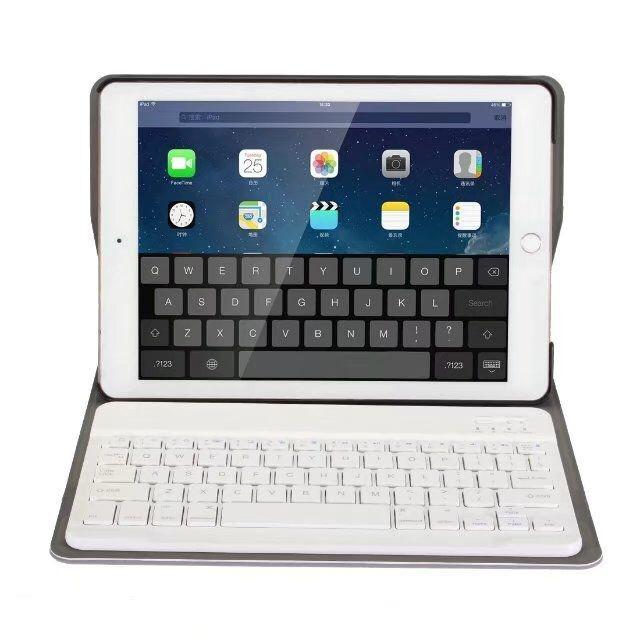 Bluetooth Keyboard & Leather Tablet Case For Ipad Pro / Air 9.7 2017 / 2018 - Detachable & Horizontal Flip With Holder - Black