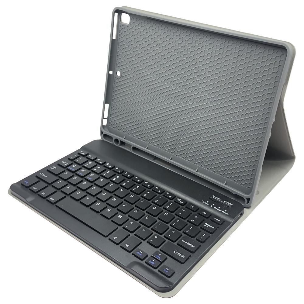 Bluetooth Keyboard & Leather Tablet Case For Ipad Pro / Air 9.7 With Detachable Design & Pencil Holder - Black