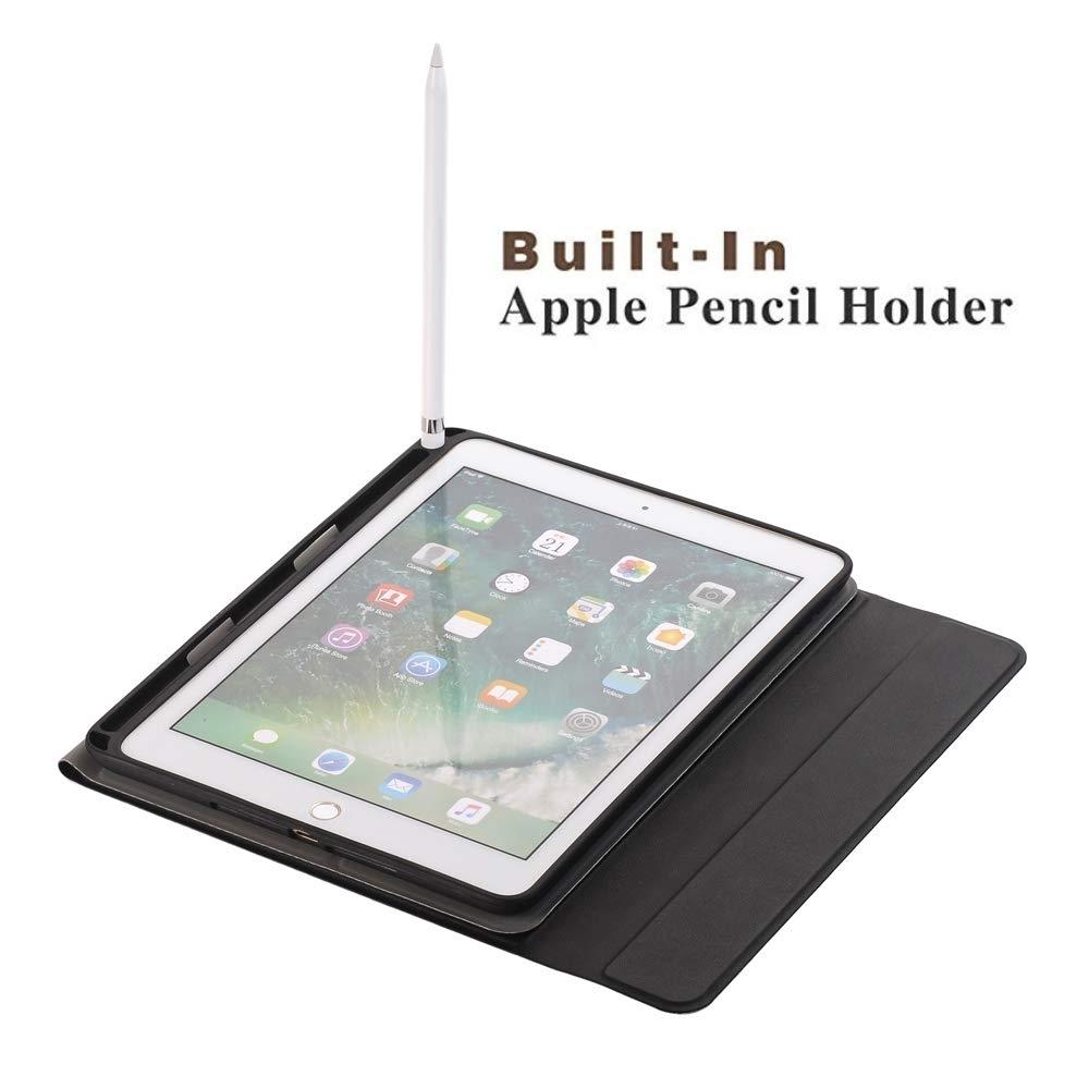 Bluetooth Keyboard & Leather Tablet Case For Ipad Pro / Air 9.7 With Detachable Design & Pencil Holder - Black