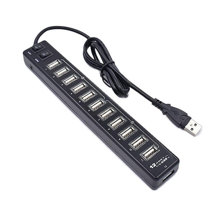 12-Port Usb 2.0 Hub For Laptops And Netbooks - Black