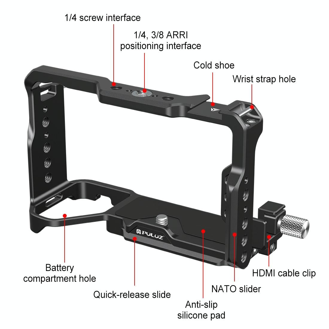 Metal Camera Cage Stabilizer - Black for Sony A7Cm2 / 7C Ii / 7Cr