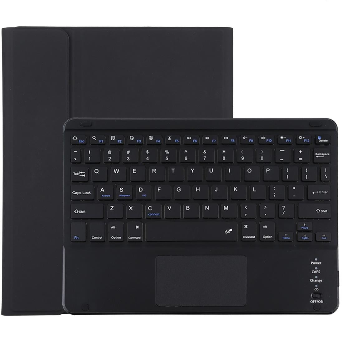 Bluetooth Keyboard &amp; Tablet Case For Ipad Air 2020 - Detachable Touch Pad Pen Slot Microfiber Leather - Black