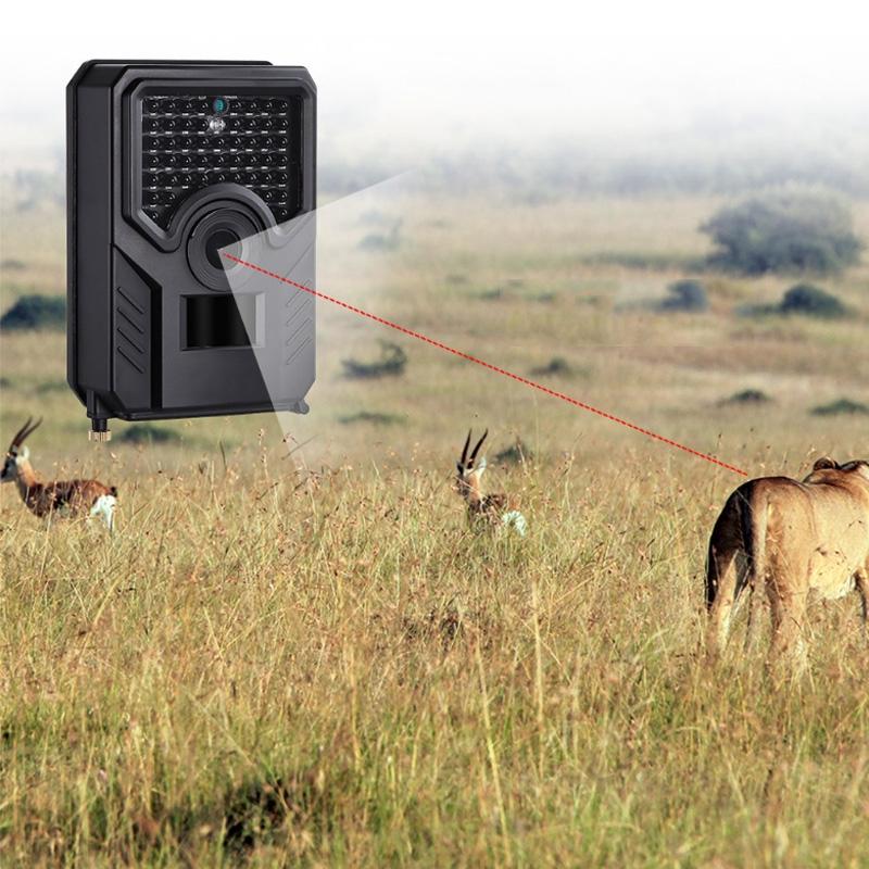 12Mp 1080P Hd Infrared Hunting Trail Camera With 120 Degree Wide Angle Lens And Ip56 Waterproof Design - Supports Tf Card Pir Distance 10-15M - Black