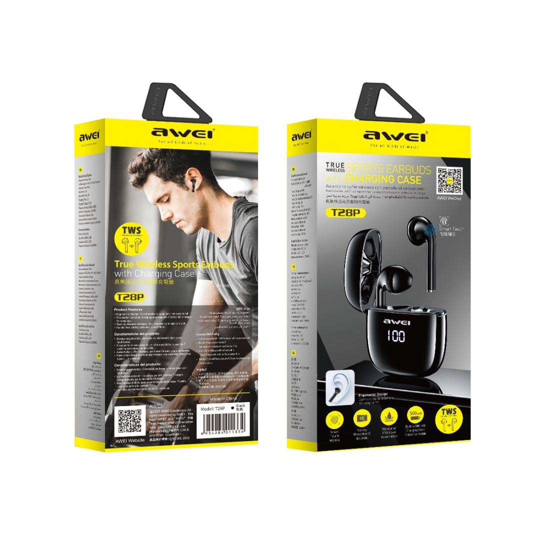 Wireless T28p Bluetooth V5.0 Tws Sports Headset with Led Display and Charging Case