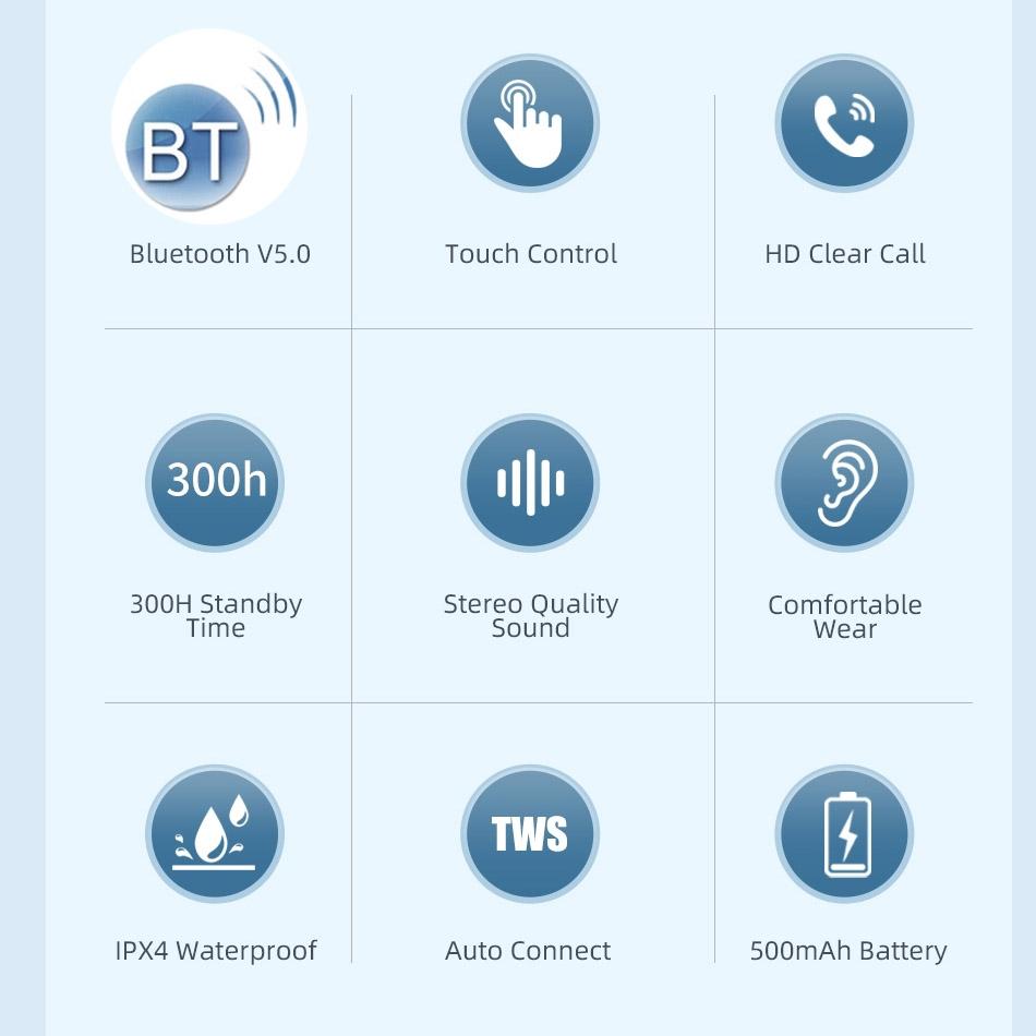 Wireless T28p Bluetooth V5.0 Tws Sports Headset with Led Display and Charging Case