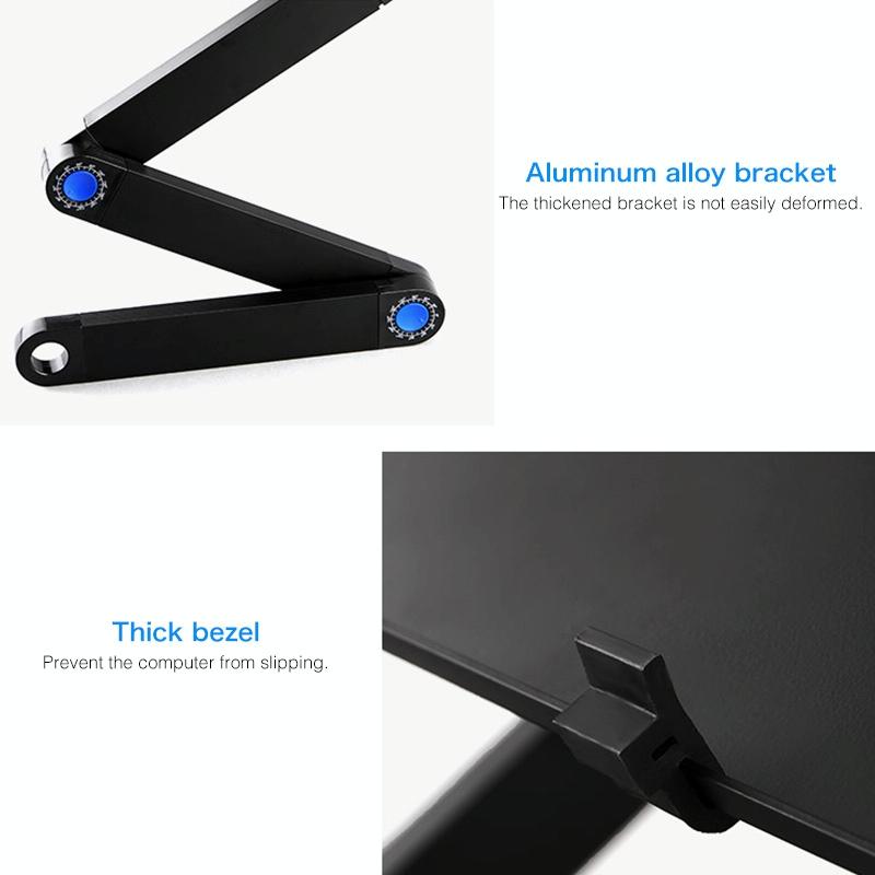 Foldable Laptop Stand with Dual Fans & Mouse Pad - 360 Degree Adjustable - Black