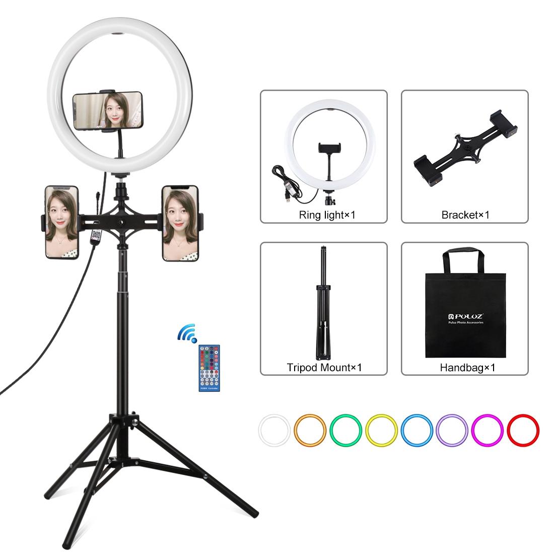11.8 Rgbw Led Ring Light Kit with Mount Dual Phone Brackets and Remote Control
