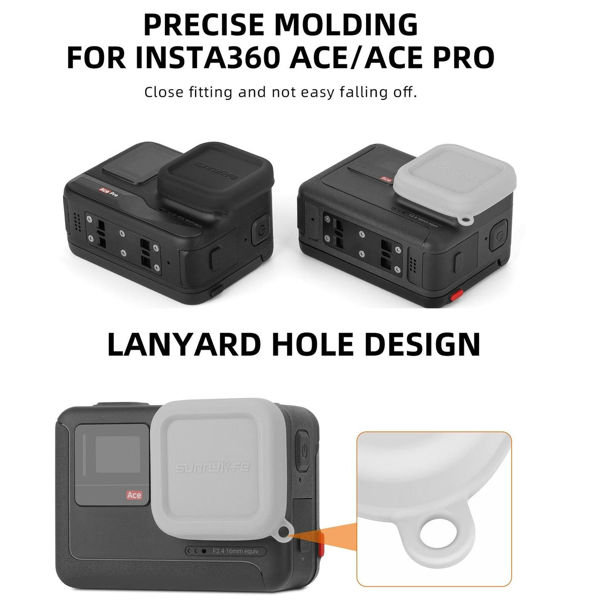 Silicone Lens Cap Protector for Insta360 Ace / Ace Pro - Black