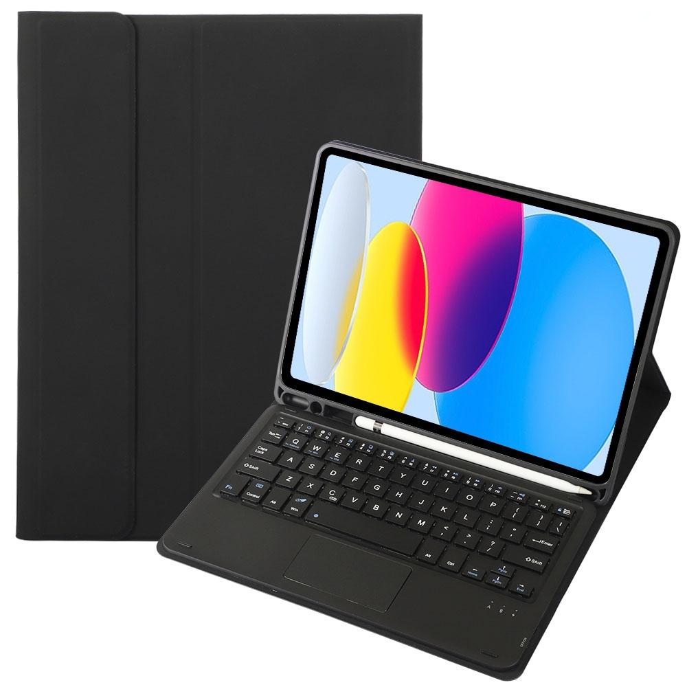2022 Ipad 10.9 Lambskin Bluetooth Keyboard Case With Pen Slot - Black