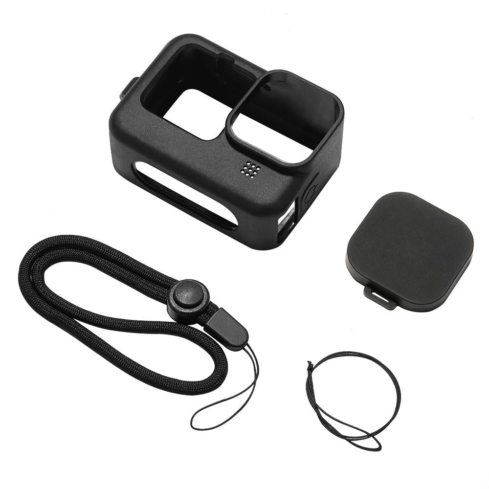 Silicone Case with Wrist Strap and Lens Cover for Gopro Hero 9-12 - Black