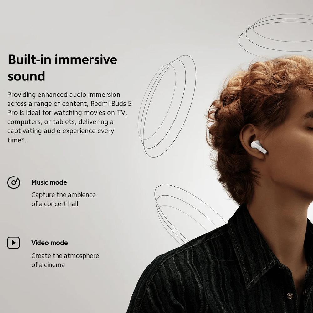 Wireless Redmi Buds 5 Pro Bluetooth Earphones - Black