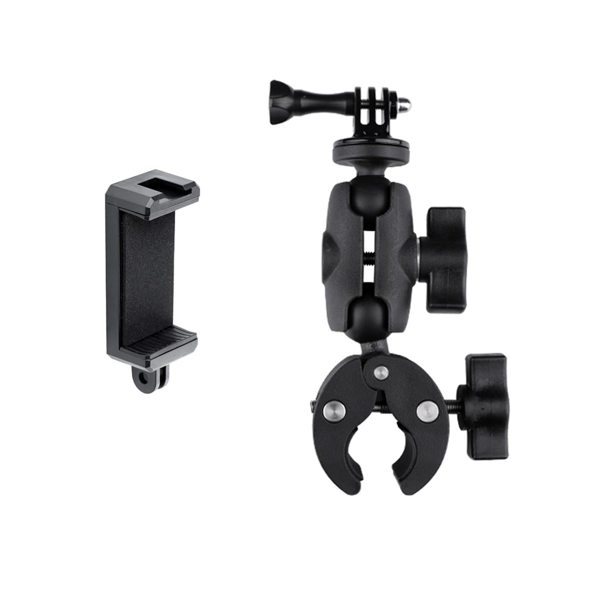 Adjustable Action Camera Clamp with 360 Rotation and Phone Holder