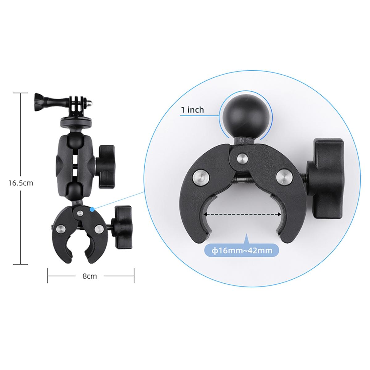 Adjustable Action Camera Clamp with 360 Rotation and Phone Holder