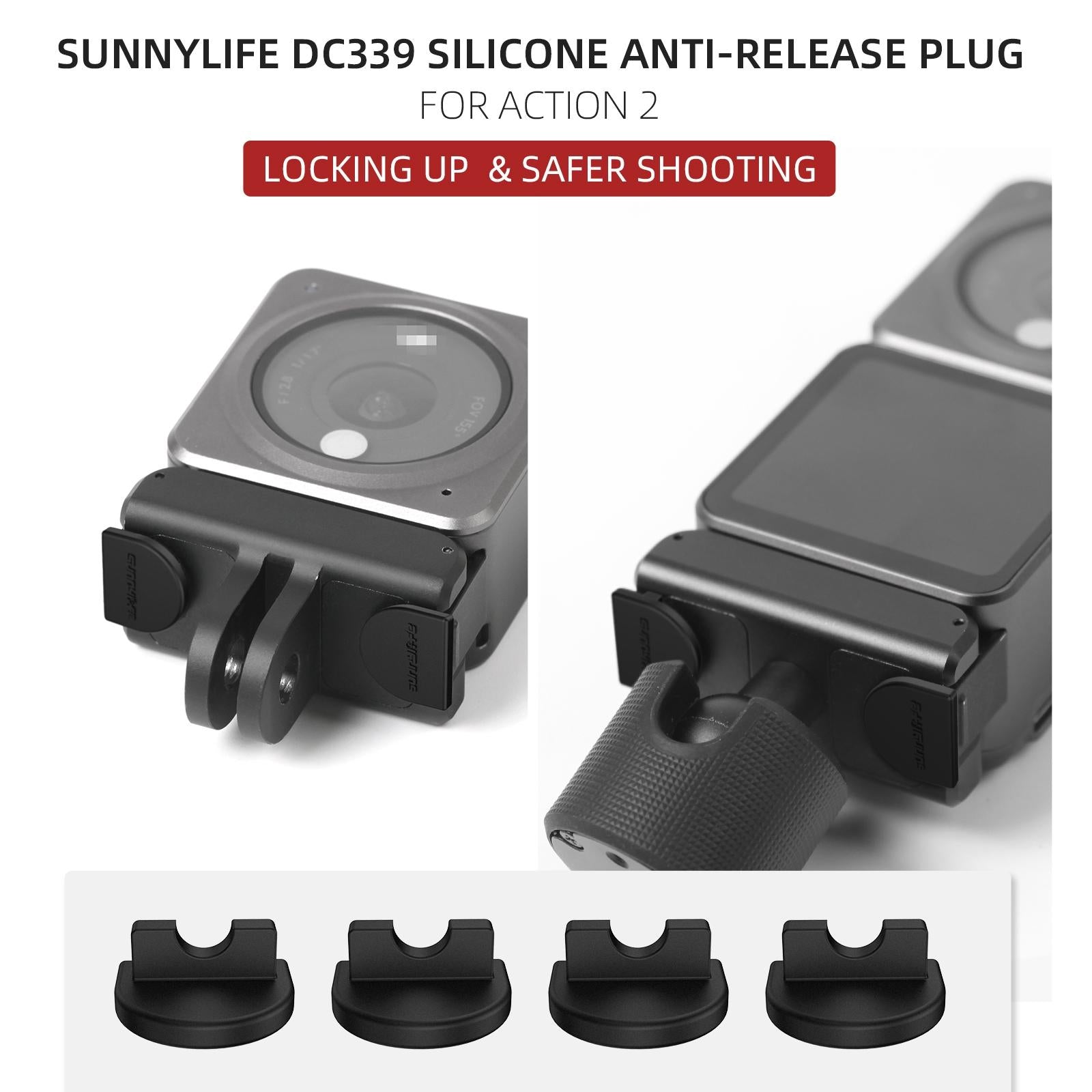 4-piece Silicone Anti-release Plugs for Dji Action 2