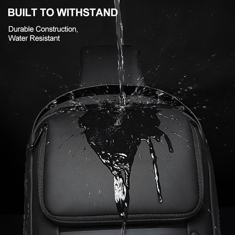 Waterproof Oxford Cloth Crossbody Chest Bag With Usb Port 35 X 21 X 12Cm Black