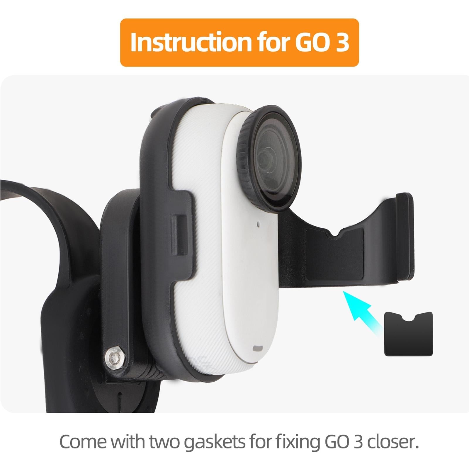 Insta360 Go 3s / Go 3 Sunnylife Camera Strap with Magnetic Mount and Silicone Wristband for Drone and Backpack - Black Stripe