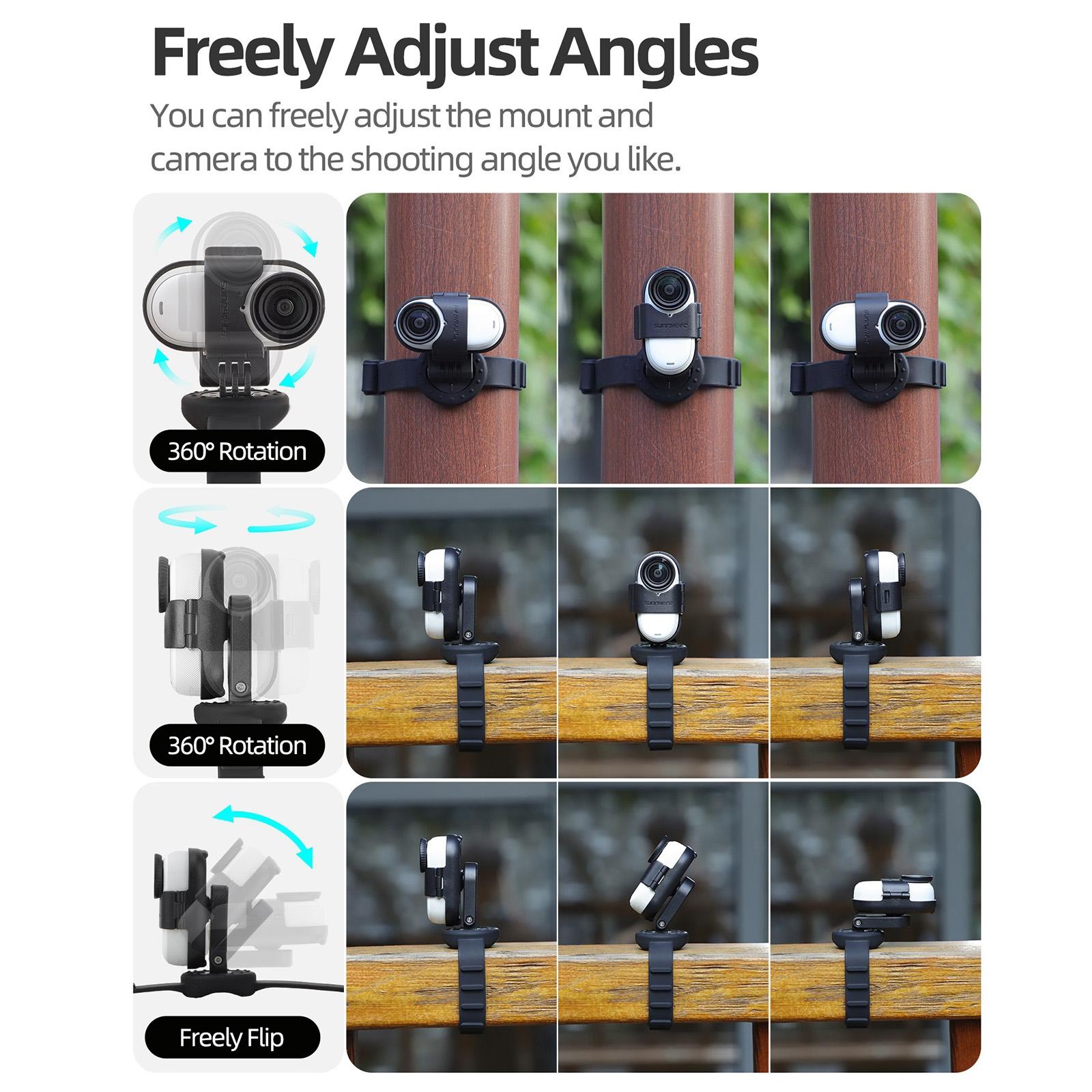 Insta360 Go 3s / Go 3 Sunnylife Camera Strap with Magnetic Mount and Silicone Wristband for Drone and Backpack - Black Stripe