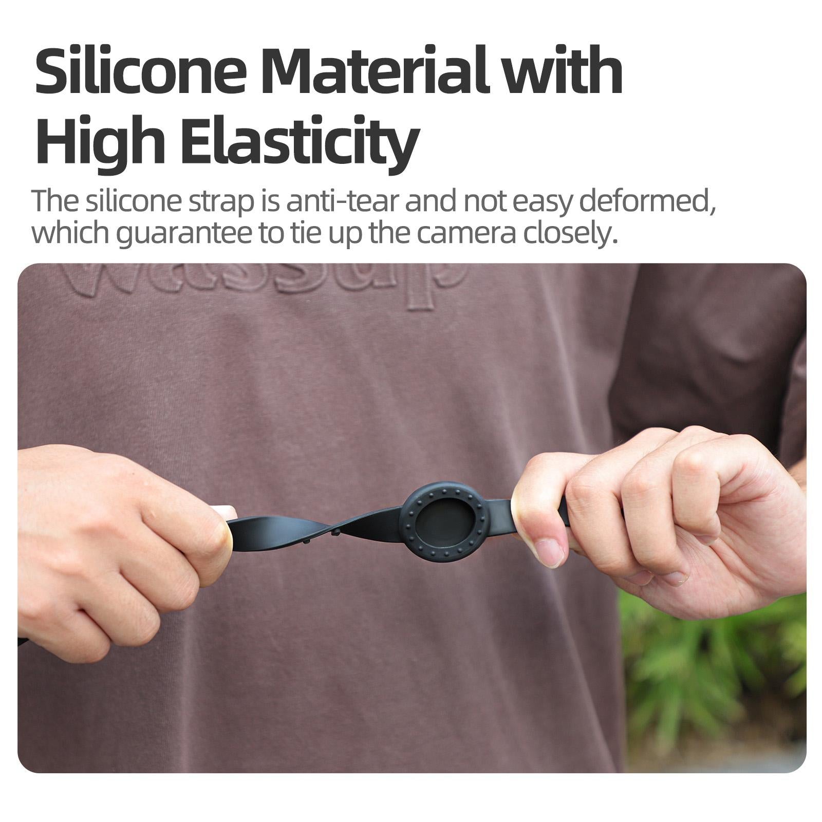 Insta360 Go 3s / Go 3 Sunnylife Camera Strap with Magnetic Mount and Silicone Wristband for Drone and Backpack - Black Stripe